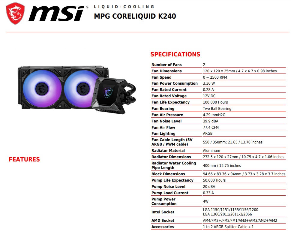 MSI MPG CORELIQUID K240 V2 